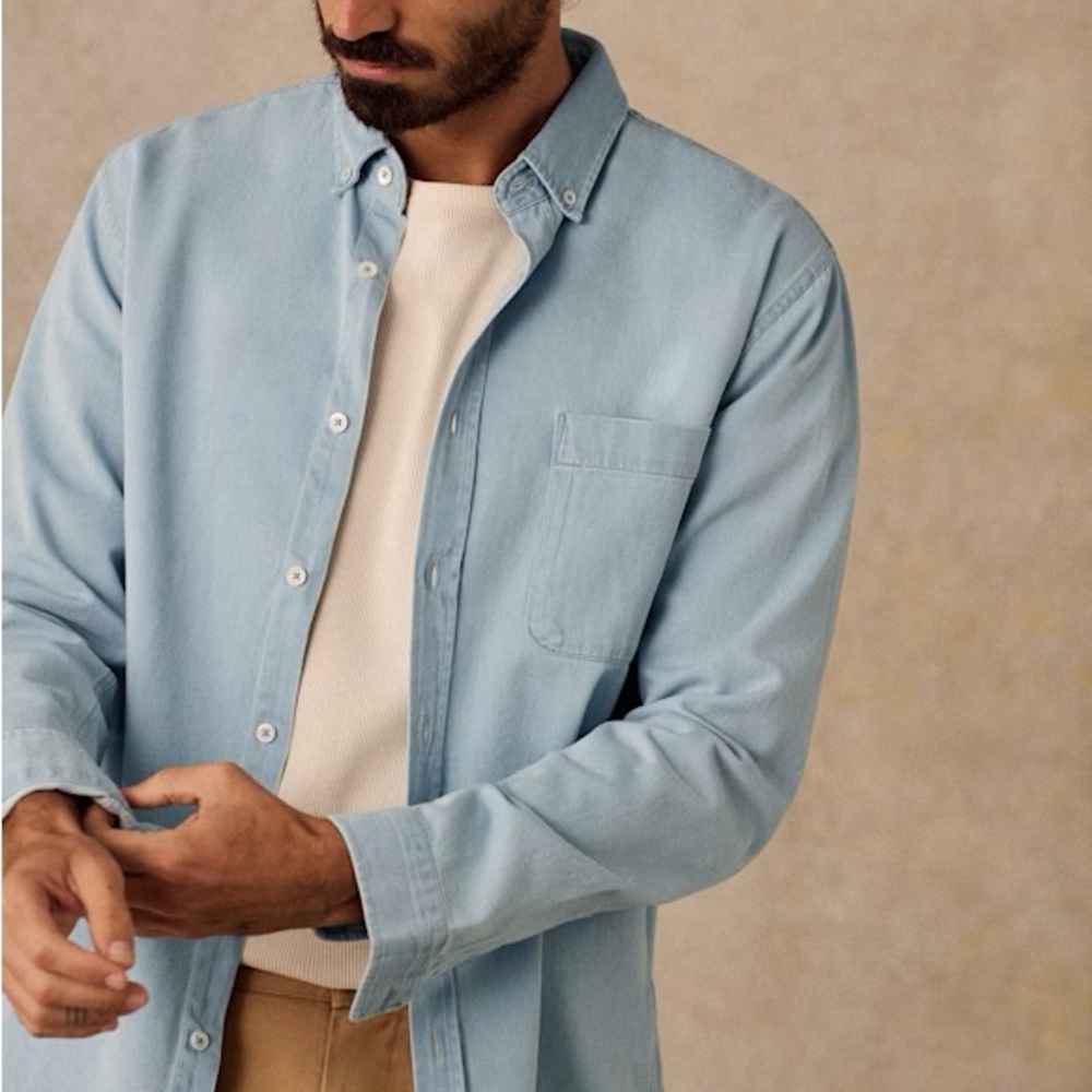 Octobre editions Light Blue Denim Button Up Shirt size L
